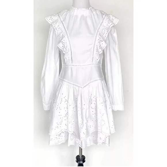 Allsaints Aislyn Broiderie Eyelet White Dress Trendy Size 00 - Picture 2 of 16